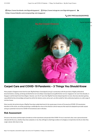 Carpet Care and COVID-19 Pandemic – 3 Things You Should Know