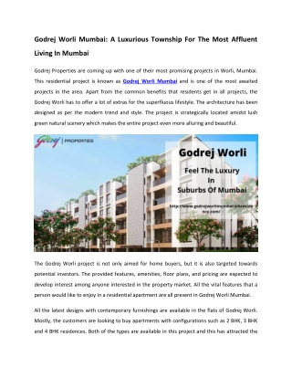 Godrej Worli Mumbai Full Details With Brochure