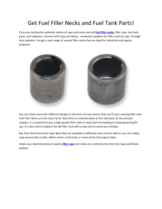 Get Fuel Filler Necks and Fuel Tank Parts!