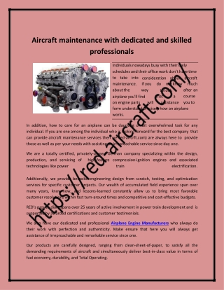 Aircraft maintenance with dedicated and skilled professionals
