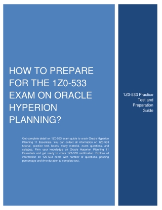 How to prepare for the 1Z0-533 Exam on Oracle Hyperion Planning?