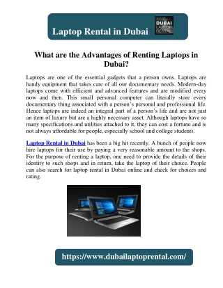 What are the Advantages of Renting Laptops in Dubai?