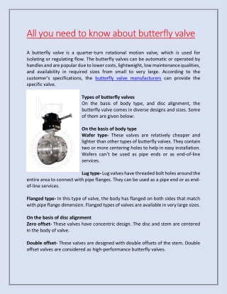 All you need to know about butterfly valve