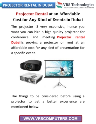 Projector Rental at Affordable Cost for Events in Dubai