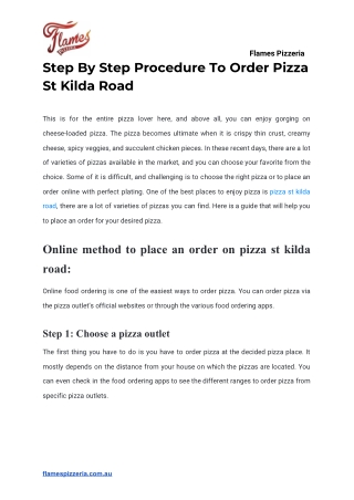 Step By Step Procedure To Order Pizza St Kilda Road