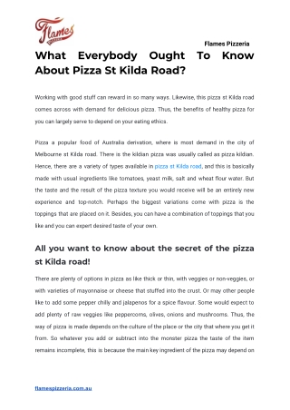 What Everybody Ought To Know About Pizza St Kilda Road?