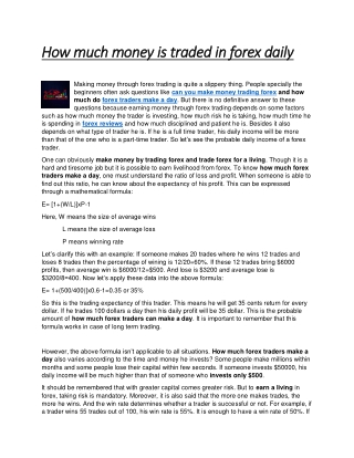 How much money is traded in forex daily