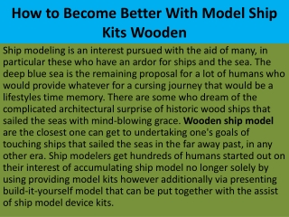 How to Become Better With Model Ship Kits Wooden