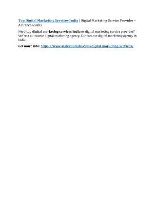 Top Digital Marketing Services India | Digital Marketing Service Provider – AIS Technolabs