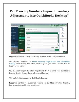 Can Dancing Numbers Import Inventory Adjustments into QuickBooks Desktop?