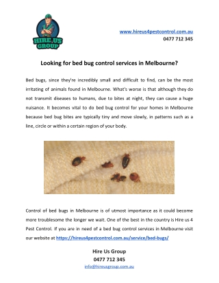 Looking for bed bug control services in Melbourne?