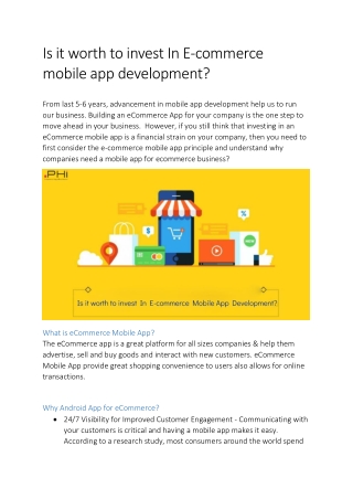 Is it worth to invest In E-commerce mobile app development?