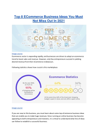 Top 8 eCommerce Business Ideas for 2021 | eCommerce Startups & Project Ideas