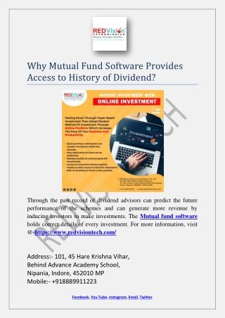 Why Mutual Fund Software Provides Access to History of Dividend?