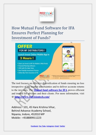 How Mutual Fund Software for IFA Ensures Perfect Planning for Investment of Funds?