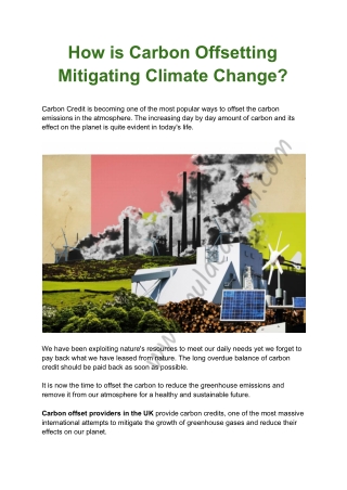 How is Carbon Offsetting Mitigating Climate Change?