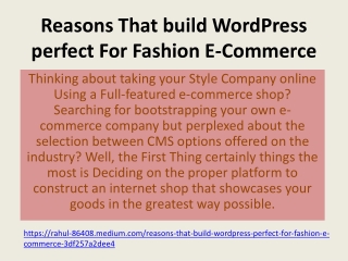 Reasons That build WordPress perfect For Fashion E-Commerce