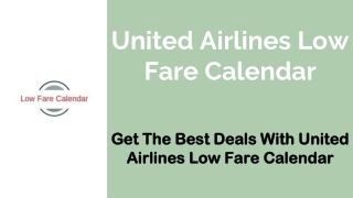 United Airlines Low Fare Calendar