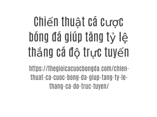 Chiến thuật cá cược bóng đá giúp tăng tỷ lệ thắng cá độ trực tuyến