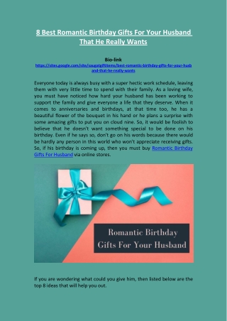 Best Romantic Birthday Gifts For Your Husband