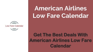 American Airlines Low Fare Calendar