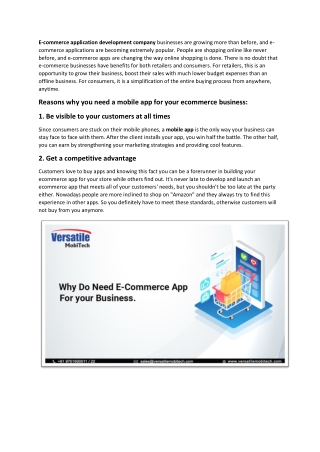 Why do need ecommerce app for your business