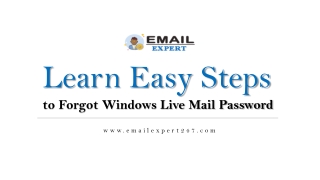 How to Quickly Recover Forgot Windows Live Mail Password?