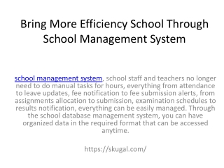 Bring More Efficiency School Through School Management System