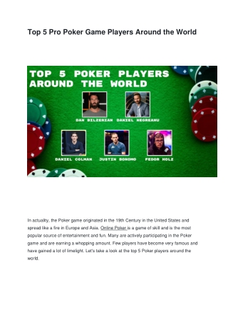 5 Best Poker Players in the World