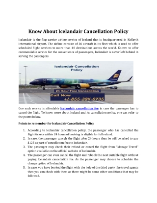 Know About Icelandair Cancellation Policy