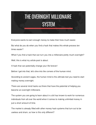 Overnight Millionaire System