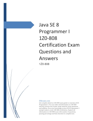 Java SE 8 Programmer I 1Z0-808 Certification Exam Questions and Answers
