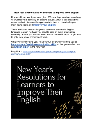 New Year's Resolutions for Learners to Improve Their English