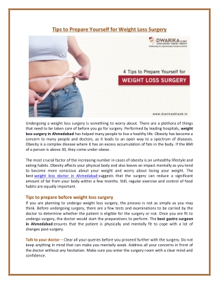 Top 4 Tips to Prepare Before Weight Loss Surgery