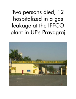 Two Persons Died, 12 Hospitalized in a Gas Leakage at the IFFCO Plant in UP's Prayagraj