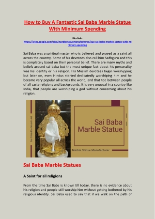 Buy Fantastic Sai Baba Marble Statue With Minimum Spending