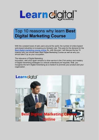 Top 10 reasons why learn Best Digital Marketing Course