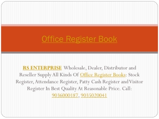 Office Register Book | Stock, Attendance, Petty Cash and Visitor Register Books