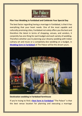 Plan Your Wedding in Faridabad and Celebrate Your Special Day