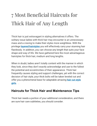 7 Most Beneficial Haircuts Style for Thick Hair of Any Length