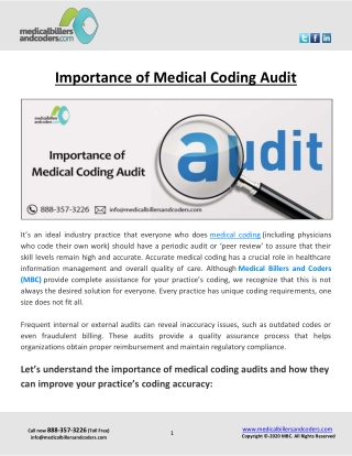 Importance of Medical Coding Audit