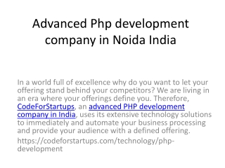 Advanced Php development company in Noida India