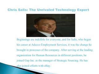 Chris Salis-The Unrivaled Technology Expert