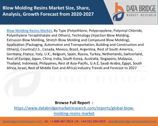 Blow Molding Resins Market Size, Share, Analysis, Growth Forecast from 2020-2027