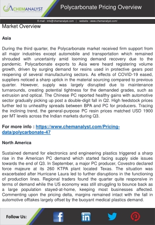 Polycarbonate Prices, News, Database, Market Analysis | ChemAnalyst