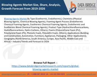 Blowing Agents Market Size, Share, Analysis, Growth Forecast from 2016-2026