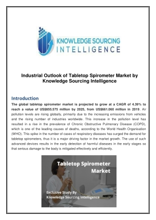 Exclusive Study on Tabletop Spirometer Market