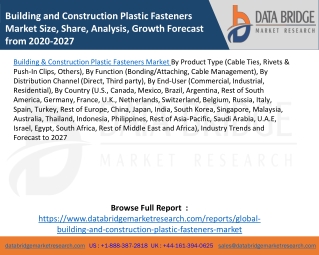 Building and Construction Plastic Fasteners Market Size, Share, Analysis, Growth Forecast from 2020-2027