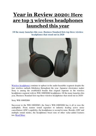 Year in Review 2020: Here are top 3 wireless headphones launched this year