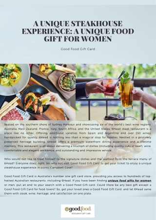 A Unique Steakhouse Experience: A Unique Food Gift For Women